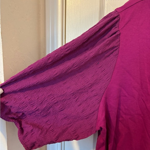 Ultra Cute Women’s Croft & Barrow Smocked Sleeve Bateau Top In Magenta Size 3X - Picture 7 of 7